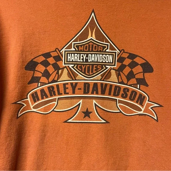 Harley Davidson Long sleeve shirt Orange Gettysburg Pa battlefield - Picture 2 of 7